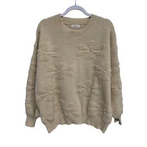 AndTheWhy Sweater Size Small/Medium Textured Floral Pearl Pullover Cozy Knitwear